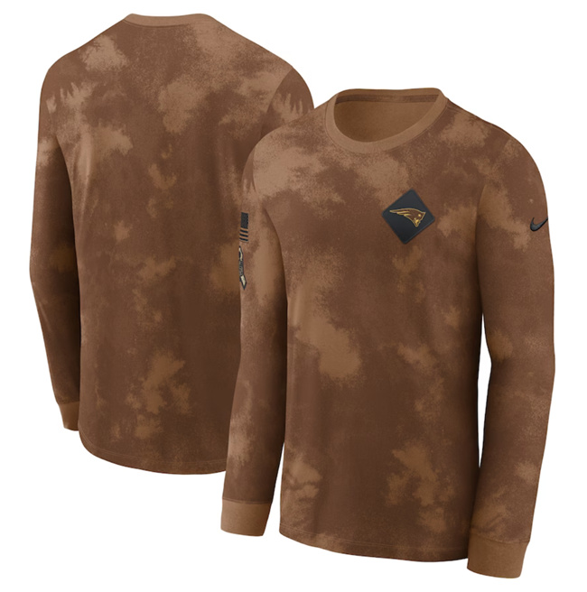 Men's New England Patriots Brown 2023 Salute To Service Long Sleeve T-Shirt